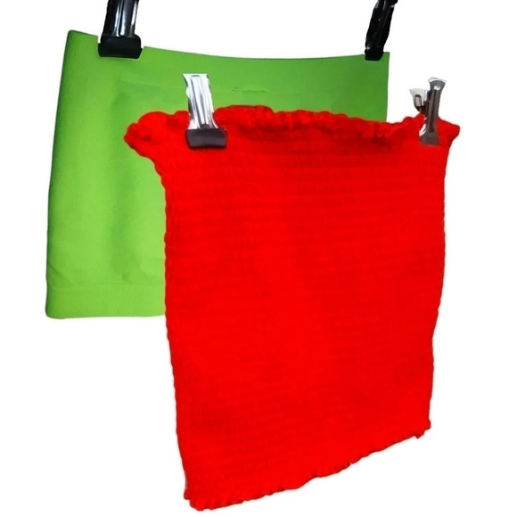 𝅺2 tube tops. Bright colors! 😎 Sizes: Orange Kiss M, green Itzon OS c12-13​​​​​ - Picture 2 of 8